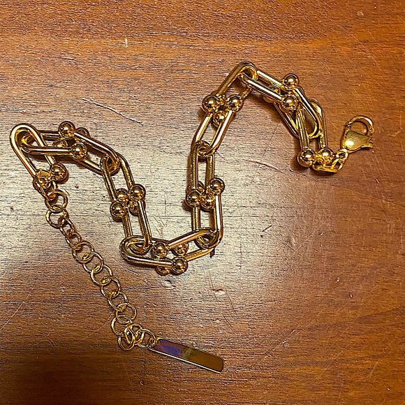 Gold U Link Horseshoe Paperclip Chain Unisex Bracelet - Picture 9 of 9